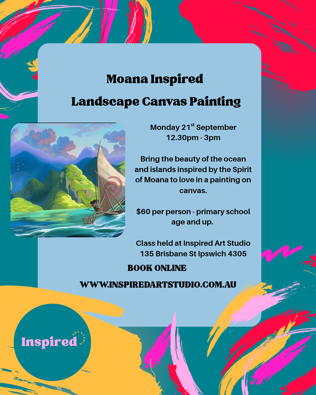 Moana Inspired Canvas Landscape Painting- Mon 21st Sep 12:30pm to 3pm