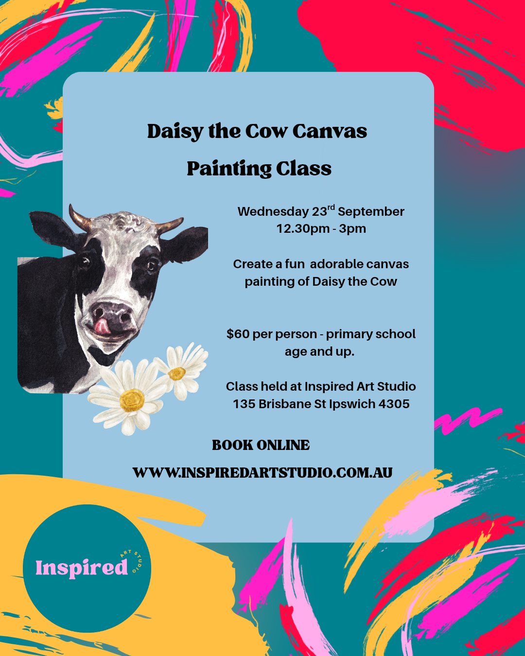 Daisy the cow Canvas Painting- Wed 23rd Sep 12:30pm to 3pm