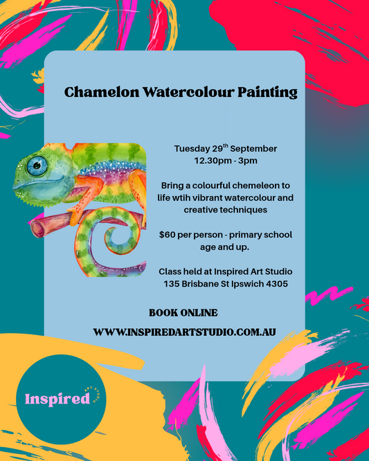 Chameleon Watercolour Painting Class- Tues 29th Sep 12:30pm to 3pm