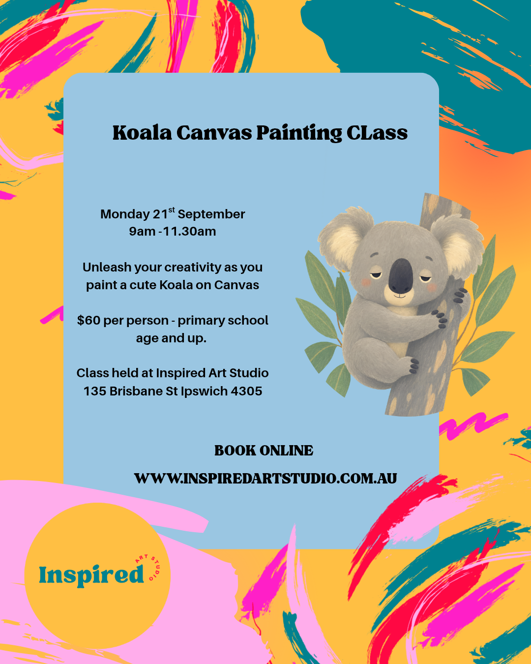 Koala Canvas Painting- Mon 21st Sep 9am to 11:30am