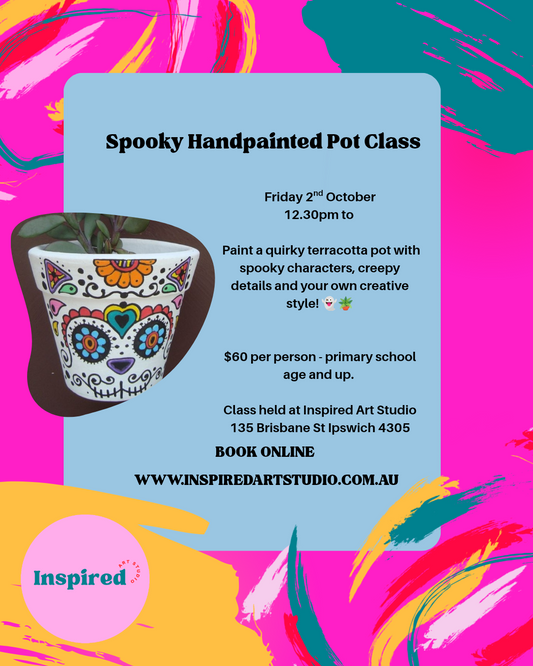 Hand painted Spooky Pots Class- Fri 2nd Oct 12:30pm to 3pm
