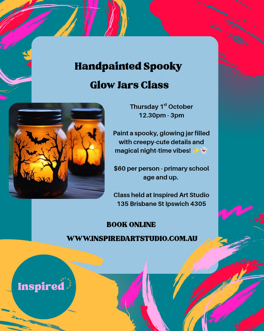 Hand Painted Spooky Glow Jars Class- Thurs 1st Oct 12:30pm to 3pm