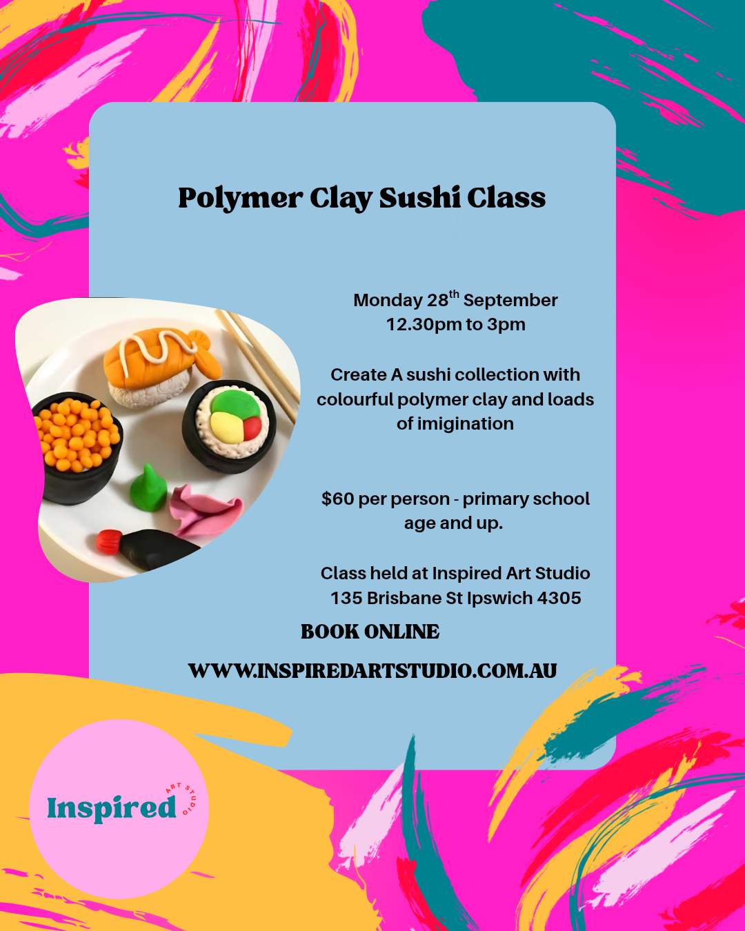 Sushi Polymer Clay Class- Mon 28th Sep 12:30pm to 3:00pm