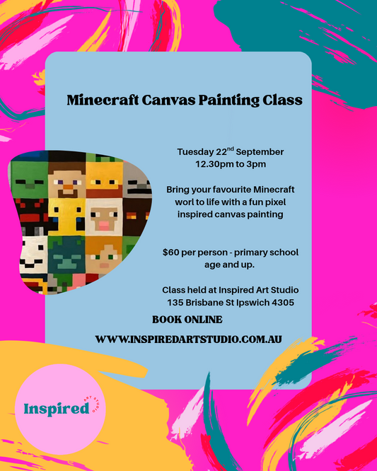 Minecraft Inspired Canvas Painting Class- Tues 22nd Sep 12:30pm to 3pm