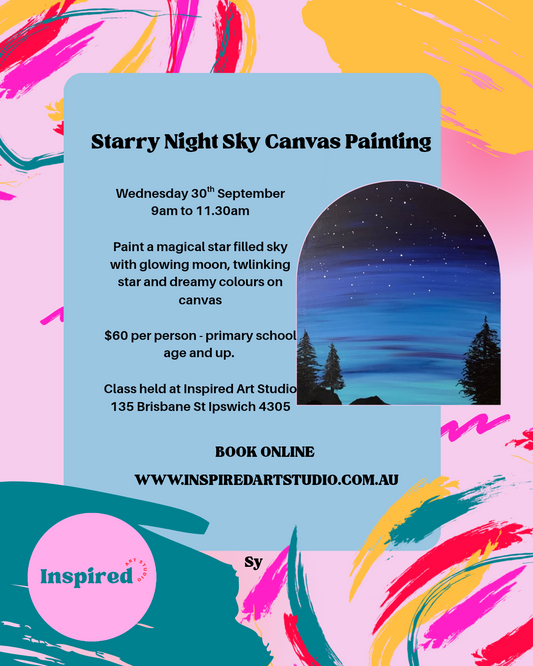 Starry Night Canvas Painting Class- Wed 30th Sep 9am to 11:30am