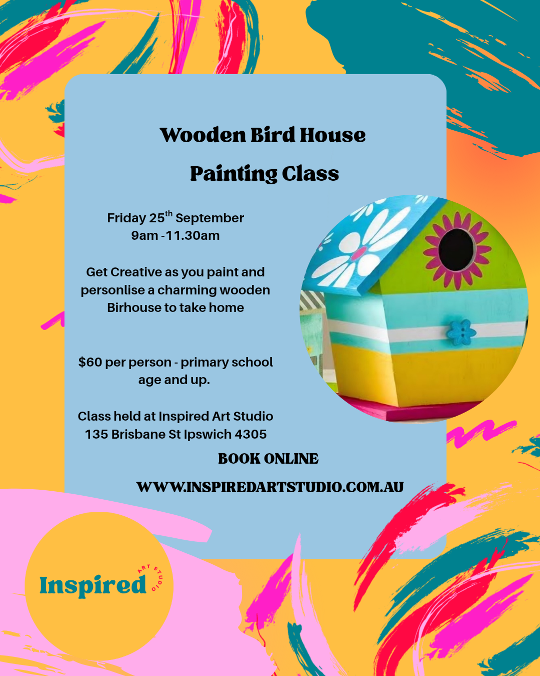 Handpainted Wooden Bird House- Fri 25th Sep 9am to 11:30am